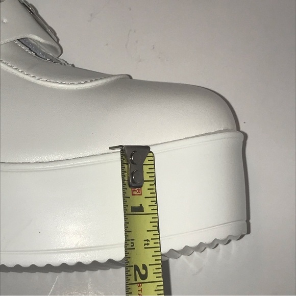 LUCKY STEP Women Platform Chunky Sole Ankle Boots White Goth Booties Size 7.5 - Picture 9 of 12